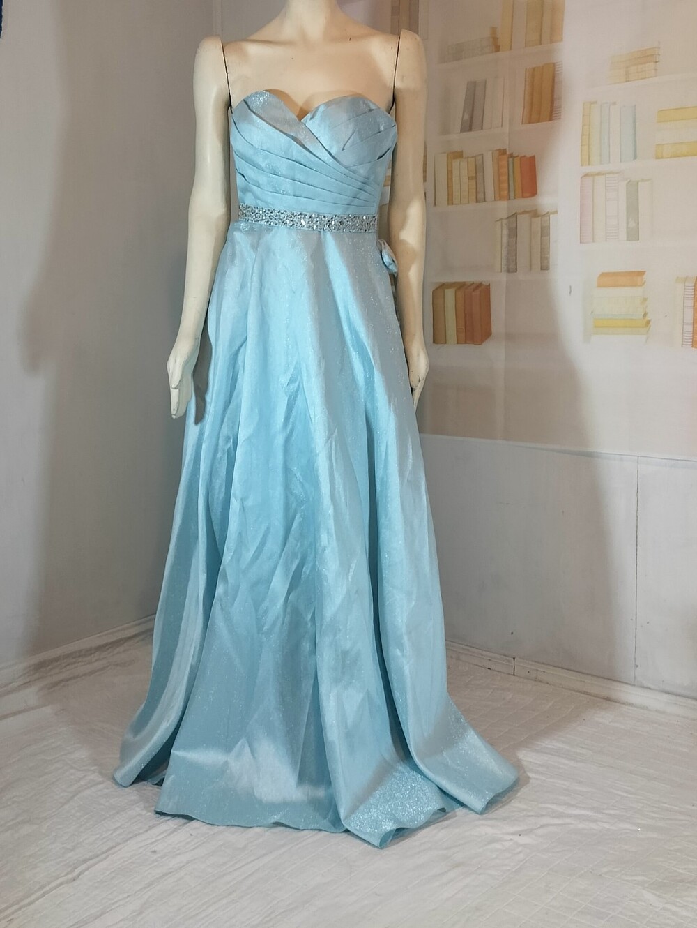 Darling Strapless Light Blue Sweetheart Ball Gown with Beaded Waist
